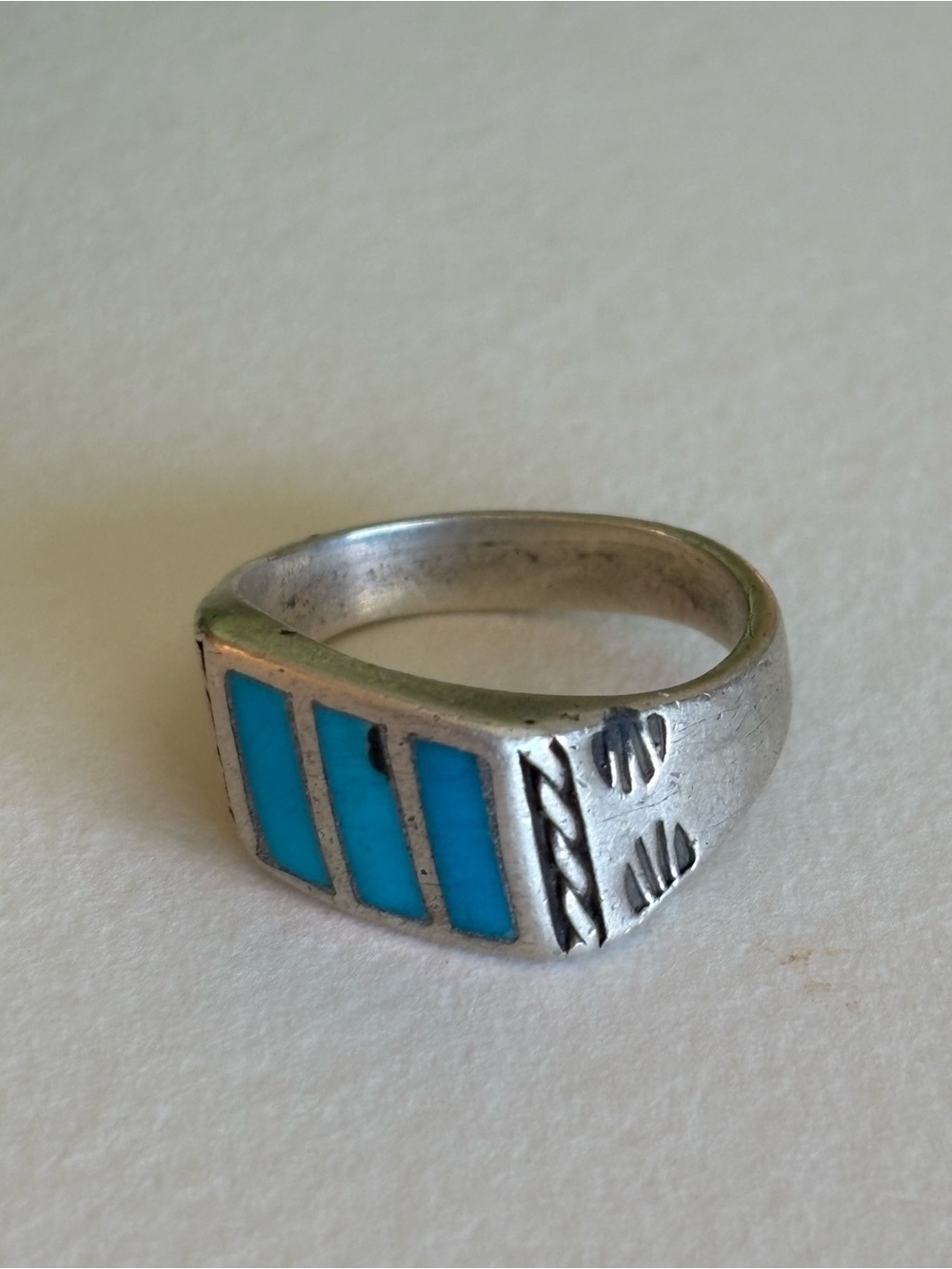 Sterling Silver Turquoise Inlay Women's Ring - Blue